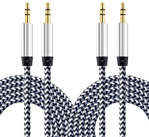 CableLovers Aux Cable, 2 Pack 5FT Nylon Braided Hi-Fi Sound Quality Audio Cable 3.5MM Male to Male Auxiliary Audio Cord for Car Stereos, iPhone, iPad, Beats Solo 2 3 Headphones, Samsung Galaxy