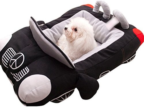 LvRao Hundebetten für Welpen | Auto geformt | Gemütlich Kissen Haus für Haustier Hundekorb Hundekissen Tierbett (Schwarz, 72 * 50 * 30CM)