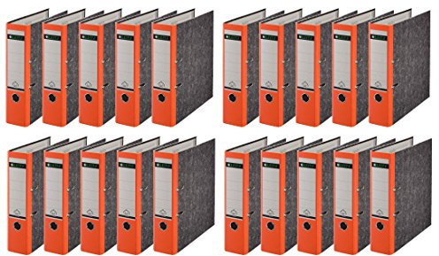 Leitz hochwertiger Ordner 180°, breit | 20er Pack, Orange, 1