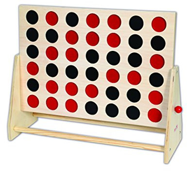 tickit Wooden 4 In A Row Game – Classic Family Fun with 42 Red and Black Counters For All Ages, Ideal for Game Nights and Family Gatherings