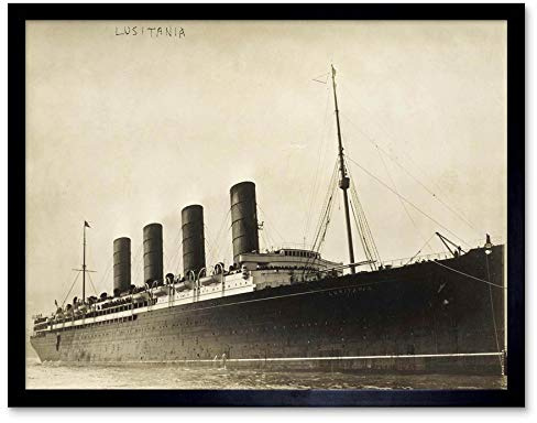 Wee Blue Coo Vintage Transport Lusitania Liner Ship Boat Art Print Framed Poster Wall Decor Kunstdruck Poster Wand-Dekor-12X16 Zoll