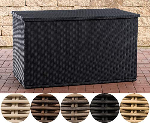 CLP Polyrattan Auflagenbox Comfy Ø 5 MM I 320 oder 785 Liter I Für Gartenpolster I Wasserdicht, Farbe:schwarz, Größe:125 cm