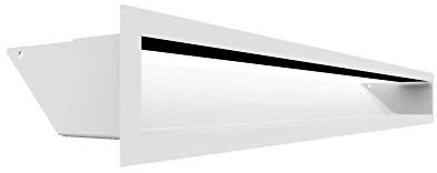 KRATKI Lüftungsgitter LUFT | Warmluftgitter 9 x 80 cm | Weiß | Abluftgitter für Kamin Belüftung | Lufteinlass in einem Winkel von 45 Grad | überhitzungbeständig | Ideal für moderne Innenräumen