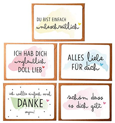 OWLBOOK Grußkarten 5er Set Geschenkkarte mit Briefumschlag Geschenke Geschenkideen für Frauen zum Geburtstag