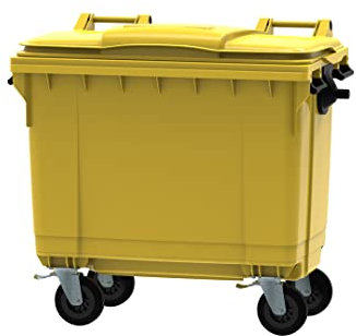 Office Needs Direct Yellow Wheelie Bin Polyethylene 660 Litre Wheeled Recycling Waste Bin