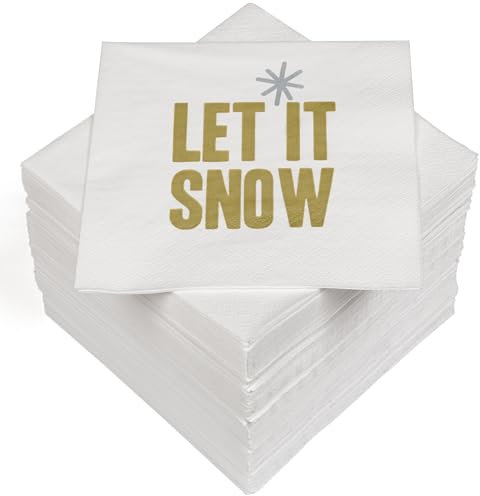 HEKU 100 Servietten, 3-lagig, 33x33cm, Let it Snow I Saugstark und praktisch verpackt I Hergestellt in Europa I Ideal für besondere Anlässe