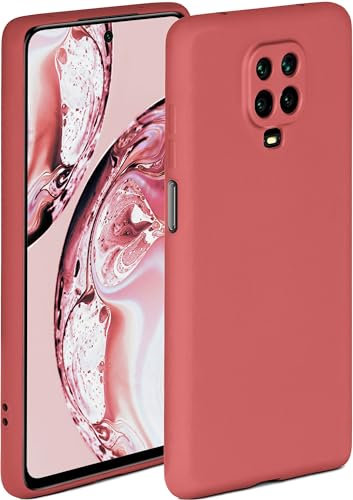 ONEFLOW Soft Case für Redmi Note 9 Pro Hülle aus Silikon mit Kameraschutz, Silikonhülle mit erhöhtem Schutz fürs Display, Backcover Schutzhülle, weiche Handyhülle, Rot