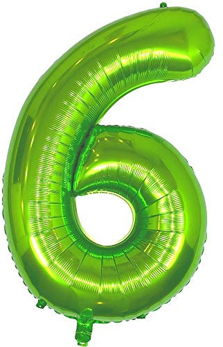 DIWULI Luftballon 6 Geburtstag XXL Grün - Zahl 6 Ballon
