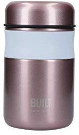 Built Double Wall Insulated Food Flask for Hot and Cold Foods, BPA Free 18/8 Stainless Steel, Light Pink, Rose Pink, 490ml