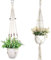 OAMENXI Makramee Blumenampel 2er Set,Balkon Deko Innen Deko Blumenampel Außen,Blumentopf Hängend Hängepflanze Boho Deko Hängeampel,Innen-Und Außenbaumwollseilpflanze Blumentopf Hängenden Korb (2)