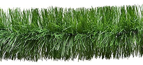 Grasgirlande 10cm x 12m für Indoor & Outdoor - Lametta Girlande - Creativery Grasgirlande 10cm x 12 Meter grün matt Grasgirlande Weihnachtsgirlande - Grün matt
