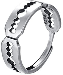 BCughia Bague, Bague Aesthetic avec Conception D'Anneau de Couteau Argent Sterling Promesse Anneau Réglable pour Femme et Homme