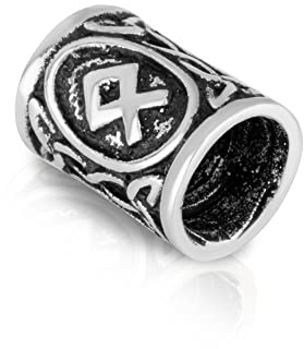 NKlaus OTHALA Futhark Bartperle aus 925 SterlingSilber für Herren