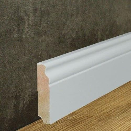 Südbrock | Sockelleisten | 319.1980.31 | Berliner Profil | 19 x 80 x 2500 mm | Massivholz | Kiefer Deckend Weiß | Hamburger Leiste | 1 Stück
