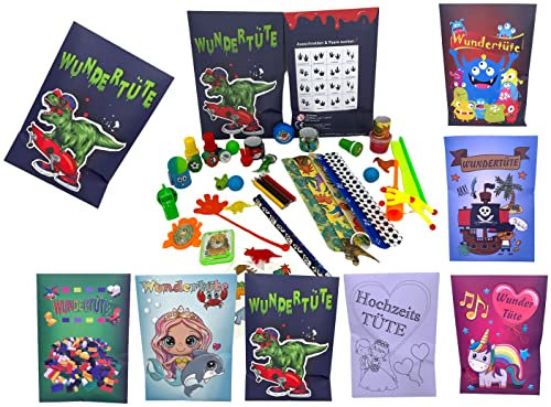 CMC imports 6 Stück Wundertüten Mitgebsel Gastgeschenk Dino give aways Kindergeburtstag/Geschenktüten Mädchen & Jungen gefüllt mit Spielzeug / 6 Motive zu Wahl (Dinosaurier)