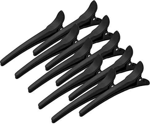 WANBY Haarspangen 12Stück Schwarz Langlebig Beißen Alligator Haarklammern | Professionelle Groß Kunststoff-Haarklammern für Einfaches Styling und Haareinteilung Salon Friseur Clip Set