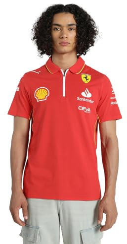 PUMA Polo d'équipe Scuderia Ferrari 2024 pour Hommes - Rouge Brûlé - Taille: XL