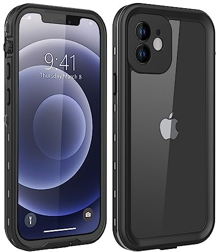 Dewfoam Design für iPhone 12 Mini wasserdichte Hülle, stoßfest staubdicht mit Displayschutzfolie, Ganzkörper-Schutzhülle für iPhone 12 Mini 5,4 Zoll Schwarz
