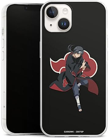 DeinDesign Slim Case extra dünn kompatibel mit Apple iPhone 14 Silikon Handyhülle transparent Hülle Itachi Uchiha Offizielles Lizenzprodukt Naruto Shippuden