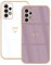 Lonrapa 2 Stück Samsung Galaxy A13 4G Handyhülle Süße Herz Muster Motiv Hülle für Mädchen Frauen Farbe Galvanisierte TPU Silikon Stoßfest Schutzhülle Samsung A13 4G Phone Case Cover, Weiß & Lila