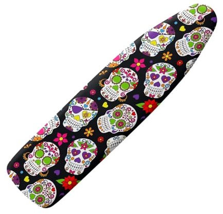 HUGS IDEA Gothic Sugar Skull Ironing Board Cover, 52 x 13 Stretchy Fabric Iron Board Cover Scorch Resistant Ironing Board Protector Cover