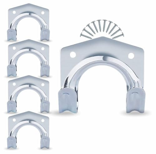 Garage Hooks Heavy Duty Wall Mounted Hook with Screws Hanging Tool Storage Organiser for Garden Balcony Sheds Workshop Farm Workbench Shovels Rakes Brooms Holder H17 x W11 x D6cm (Pack of 5)