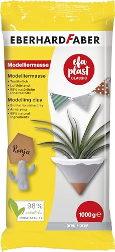 Eberhard Faber 570173 - Modelliermasse lufttrocknend grau, 1 kg EFA Plast classic tonbasiert