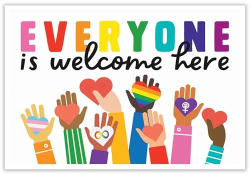 Rubeoxn Poster Everyone Is Welcome Here, inklusive Rassismus, Gleichheit, Gemälde, inspirierende Vielfalt, Wanddekoration, bunte Wandkunst, Gemälde, Wandkunst, 30,5 x 40,6 cm, ungerahmt