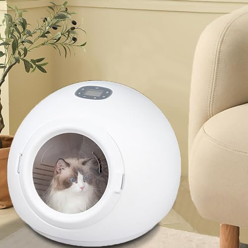 Asciugatrice Automatica per Gatti e Cani di Piccola Taglia, Asciugatrice Silenziosa per Gatti a Temperatura Regolabile con Due Prese d'Aria, Scatola per Asciugatura Rapida,220V