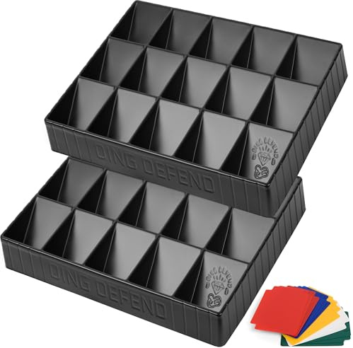 Storage Standard 2 Pack Card Sorting Tray - Stackable Trading Cards Organizer, 15-Compartment Playing Organizing Tool - Sorter for Raw, Sleeved and Toploaders, Includes Label Dividers