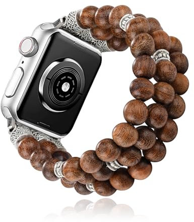 CHARMINGO Braccialetto con perline in legno compatibile con cinturino Apple Watch da 42 mm, 44 mm, 45 mm, 46 mm, 49 mm, da donna, serie 10, 9, 8, 7, SE Ultra 2, Serie 6/5/4, cinturino Western per
