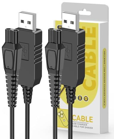Mellbree 15V USB Charger Compatible with Philips Shaver HQ8505 2 Pack, Charging Cable Compatible with Philips Norelco Series 3000, 5000, 7000, 9000, One Blade QP6651 QP6650 QP6520 QP6510