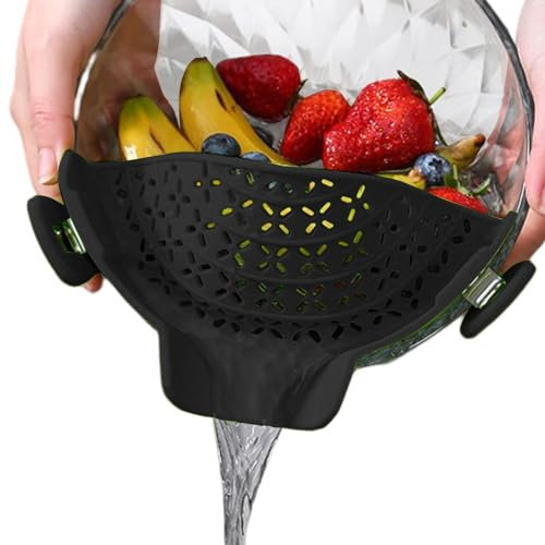 Passoire De Cuisine En Silicone, Passoire À Clipser En Silicone De Qualité Alimentaire, Passoire Cuisine Égouttoir En Silicone Résistant À La Chaleur Pour Égoutter Les Pâtes, Les Légumes Et Les Fruits