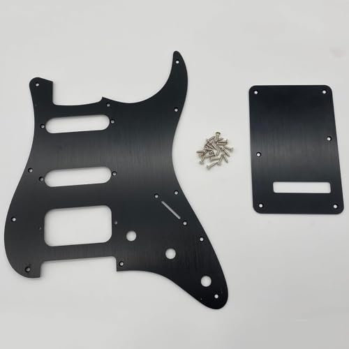 SSH 11 Hole Electric Guitar Pickguard and Black Anodized Aluminum Back Plate Modern Style for Fender USA and Mexico Made Standard Stratocaster Modern Style