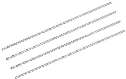 QUARKZMAN 4mm Forets Hélicoïdaux, Forets Extra Longs en Acier Rapide à Queue Droite de 300 mm de Longueur pour Bois Plastique Aluminium, 4 Pièces