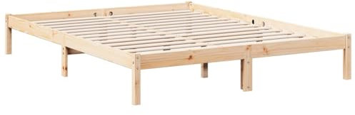 vidaXL Massivholzbett, Holzbett Extra Lang ohne Matratze, Bettgestell mit Lattenrost, Bett Doppelbett für Schlafzimmer, 160x220cm Kiefernholz