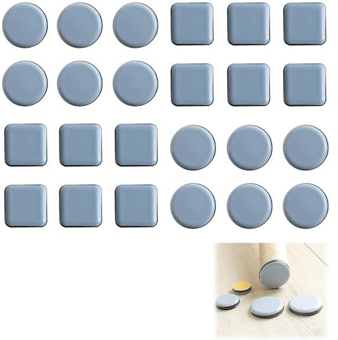 24 Stück Möbelgleiter, PTFE Teflon Quadrat Selbstklebende Möbelschieber, Stuhlgleiter Für Fliesen, Stuhlgleiter Parkett, Teflongleiter Selbstklebend Für Schwere Möbel(Quadrat Und Runde)