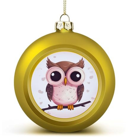 Niedliche Eule Weihnachtskugel, Ornament, 4,1 cm, goldener Stil, glitzernde, hängende Weihnachtskugeln für Weihnachtsbaum-Anhänger, dekorative Christbaumkugeln für Weihnachtsbaumschmuck, 4 Stück