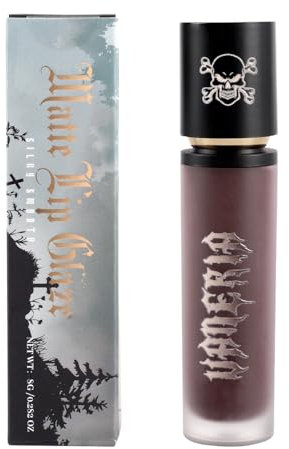 vaneria Flüssigkeit Matt schwarzer Lippenstift Matte Lip Gloss,Weihnachtstag Schwarz Glitzer Lippenstift,Feuchthaltender lila lippenstift,Ideal für Partys und einen Gothic-Look.(0.28 Oz,Punk Schwarz)