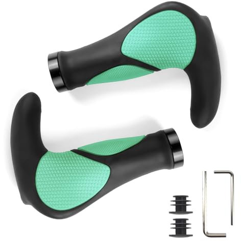GZERMA Fahrradgriffe Ergonomisch MTB Griffe mit Zwei Seiten Lock-On Design Horn Lenkergriffe 22 mm Fahrrad Griffe für E-Bike Trekkingrad Mountainbike Tourenrad Rennrad