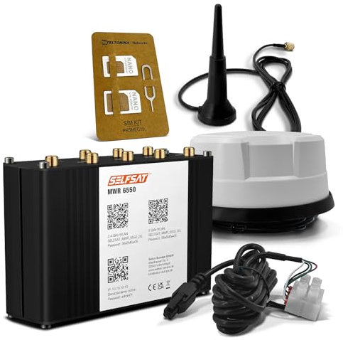 SELFSAT MWR 6550 5G Cat 20 WiFi 6 WLAN Router bis 3,4 Gbps inkl. Panorama Antenne weiß