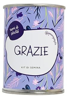 iGreen Fiori in Lattina Augurali - Kit Coltivazione Fiore da Regalare (Grazie) - Idea Regalo Ecosostenibile - 100% Made in Italy - Lattina in Alluminio con Semi di Fiori di Campo