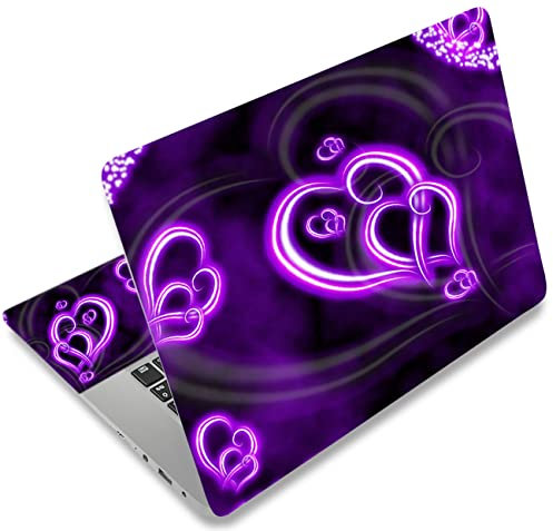 AORTDES Adesivo Protettivo Riusabile per Sticker Skin Laptop Netbook da 11,6 13 13,3 14 15 15,6 Pollici Skin Sticker e Cover Decal chromebook (cuore viola)