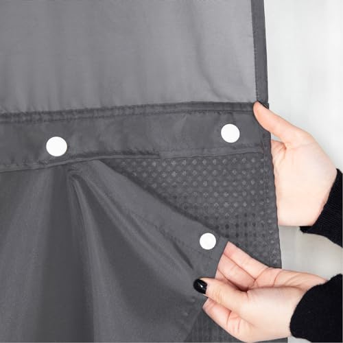 eachope 1 Packung Stoff-Duschvorhang-Ersatz, kompatibel mit Duschvorhang ohne Haken, mit Einrastfutter, abnehmbar und wasserabweisend, maschinenwaschbar, 70 x 60 cm, Grau