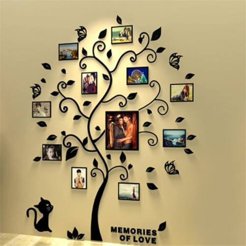 Sticker Mural Arbre Photo Stickers Salon Décoration de Maison Autocollant Mural (Pattern 1(Branches noires et feuilles noires))