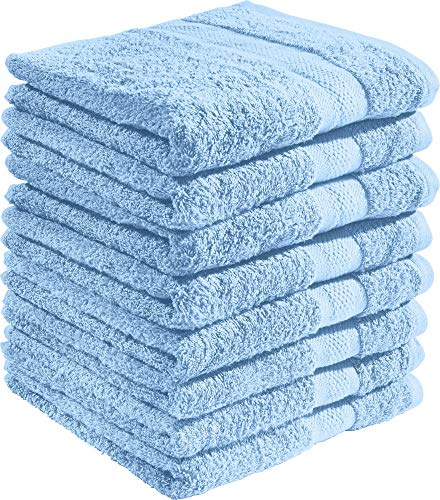 REDBEST Duschtuchset, Frottierset 8er-Pack Chicago hellblau Größe 70x140 cm - saugstark, strapazierfähig, ideal für Reisen, Sport (weitere Farben)