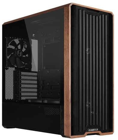 Lian Li Lancool 217 PC Case Black | ATX Mid Tower, Tempered Glass, 5 Fans, Walnut Wood Accents, Mesh Front, Back-Connect Compatible