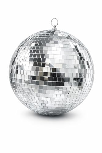 Discokugel Disco-Spiegel, silberfarben, 25 cm, mit Haken zum Aufhängen, glitzernde Dekoration, groß, für Partys und Veranstaltungen