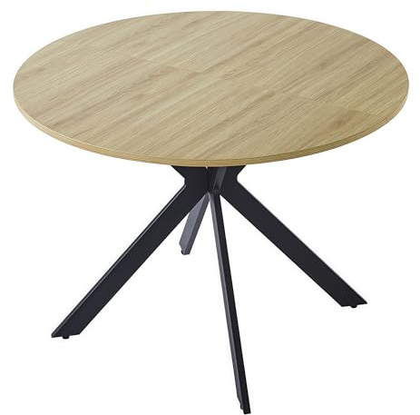 Songvas Esstisch Rund 100 cm, Küchentisch, Modern Esszimmertisch, geeignet für Esszimmer, Wohnzimmer, Küche, Holz Esstisch für 4-6 Personen, Braun