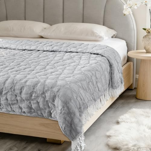 KOOTETA Musselin Tagesdecke 150 x 200 cm, eine multifunktionale Kuscheldecke flauschig, Sie ist hautfreundlich, atmungsaktiv und einfach zu waschen, ideal als Sofadecke oder Haushaltsdecke